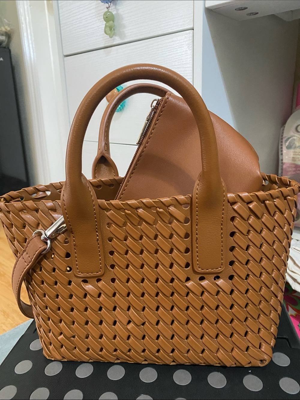 Urban Expressions Woven Tan Tote with Inner Pouch